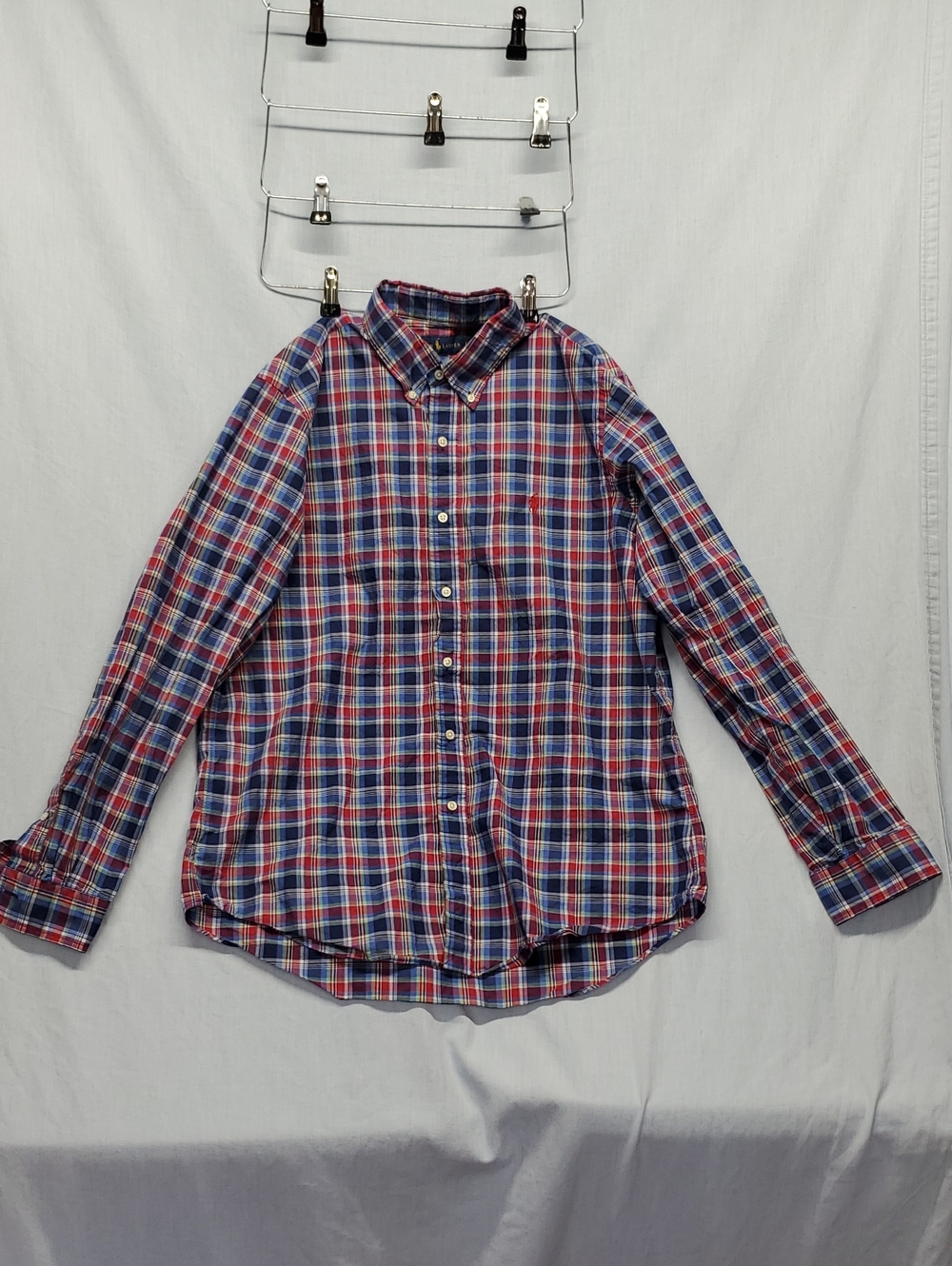 Polo by Ralph Lauren Red, Blue and White Plaid Button-Down Shirt #381